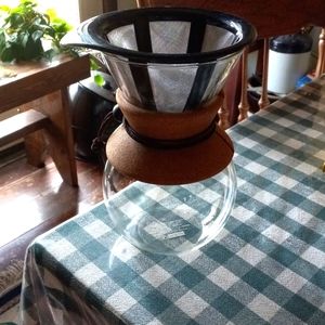 Gently used chemex pour over coffee pot with reusable coffee filter